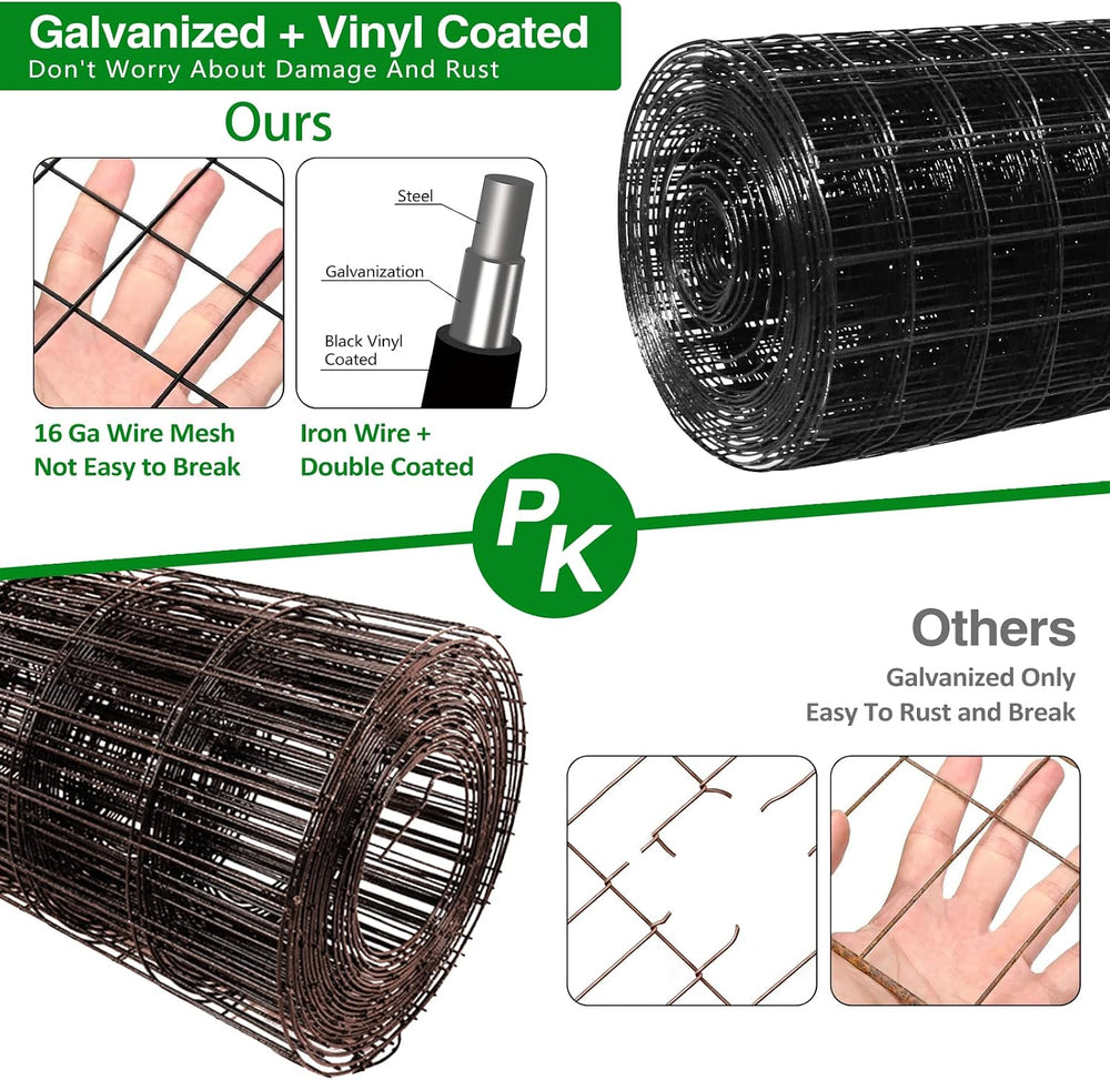 GILPWA Wire Fence, 36 in(H) X 50 ft(L) PVC Coated Welded Wire Fencing 2"...