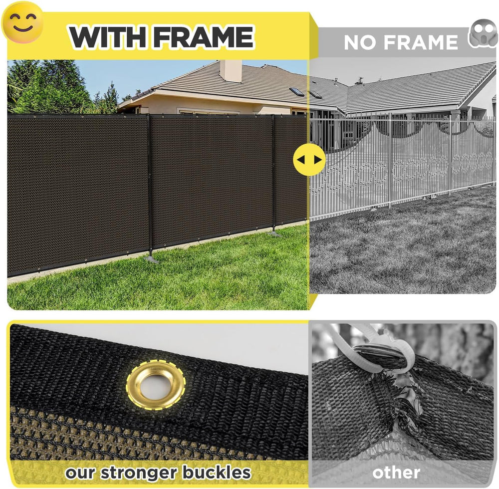 5' x 24' Brown Outdoor Privacy Screen Freestanding 240 GSM Privacy Fe...