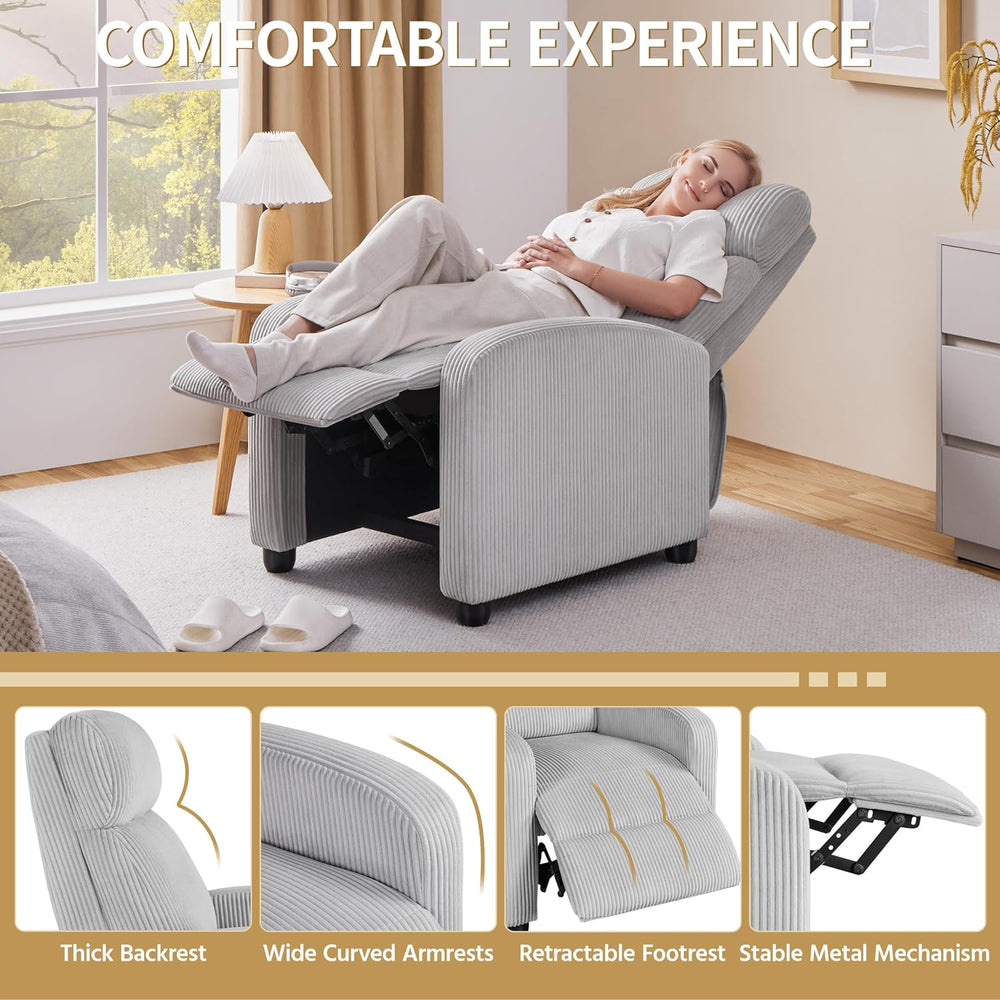 Yaheetech Recliner Chair with 3 Adjustable Angles Armchair Light Gray