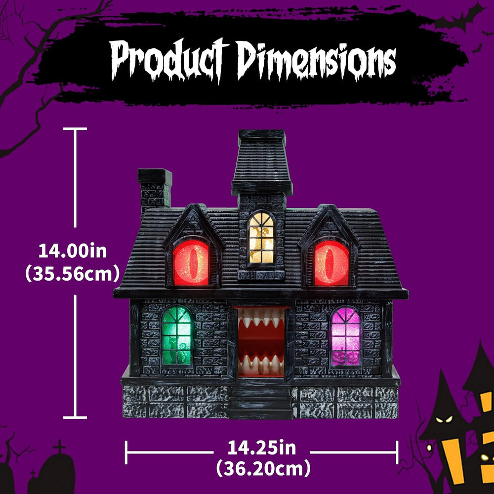 14" Halloween Projection Haunted House Decor, Colorful Lights