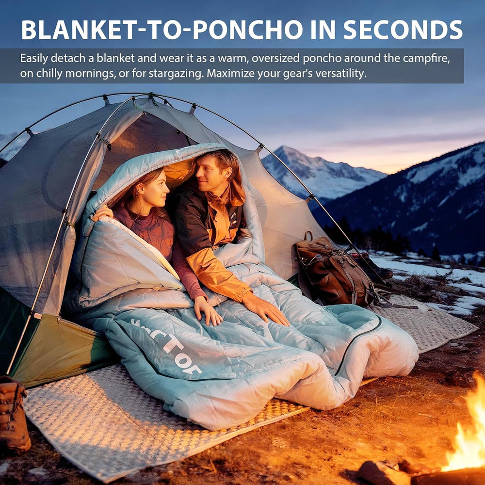 GEERTOP Double Sleeping Bag with Blanket, Queen Size for Couples & Adults