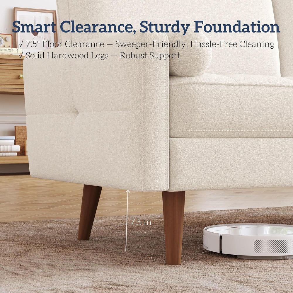 HIFIT 57" Loveseat Sofa Couch, Modern Chenille Couch for Living Room, Beige