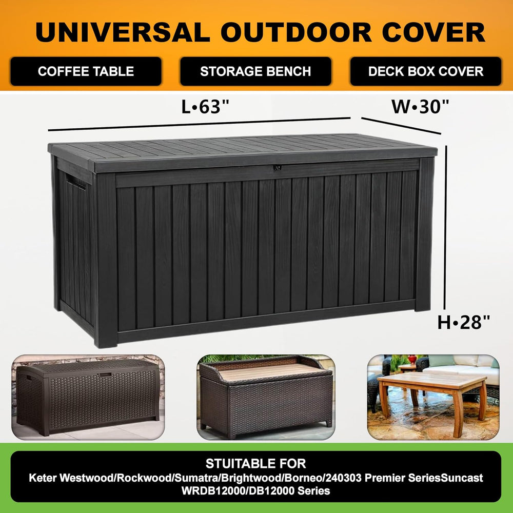 Deck Box Cover - Outdoor Storage Box Cover 150 Gallon, Heavy Duty 600D Oxford...