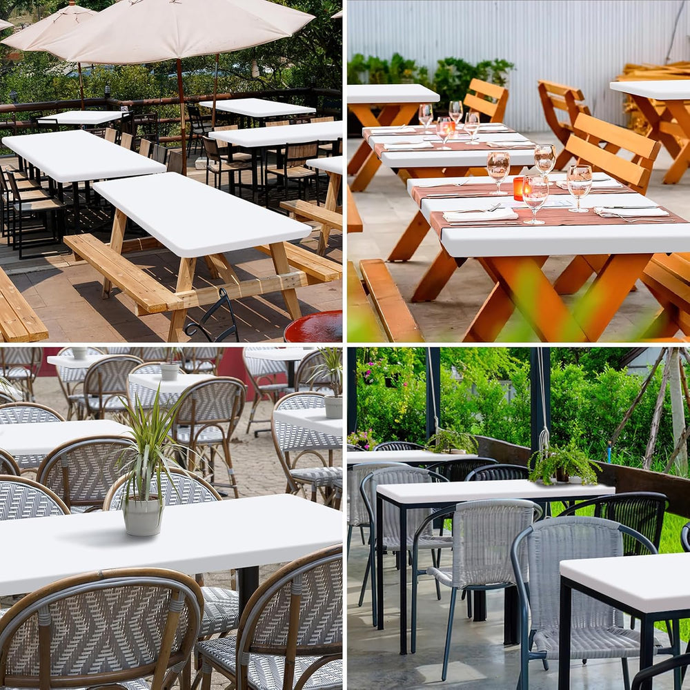 homing 4 Packs 6 Foot Rectangle White Elastic Fitted Table Cloth