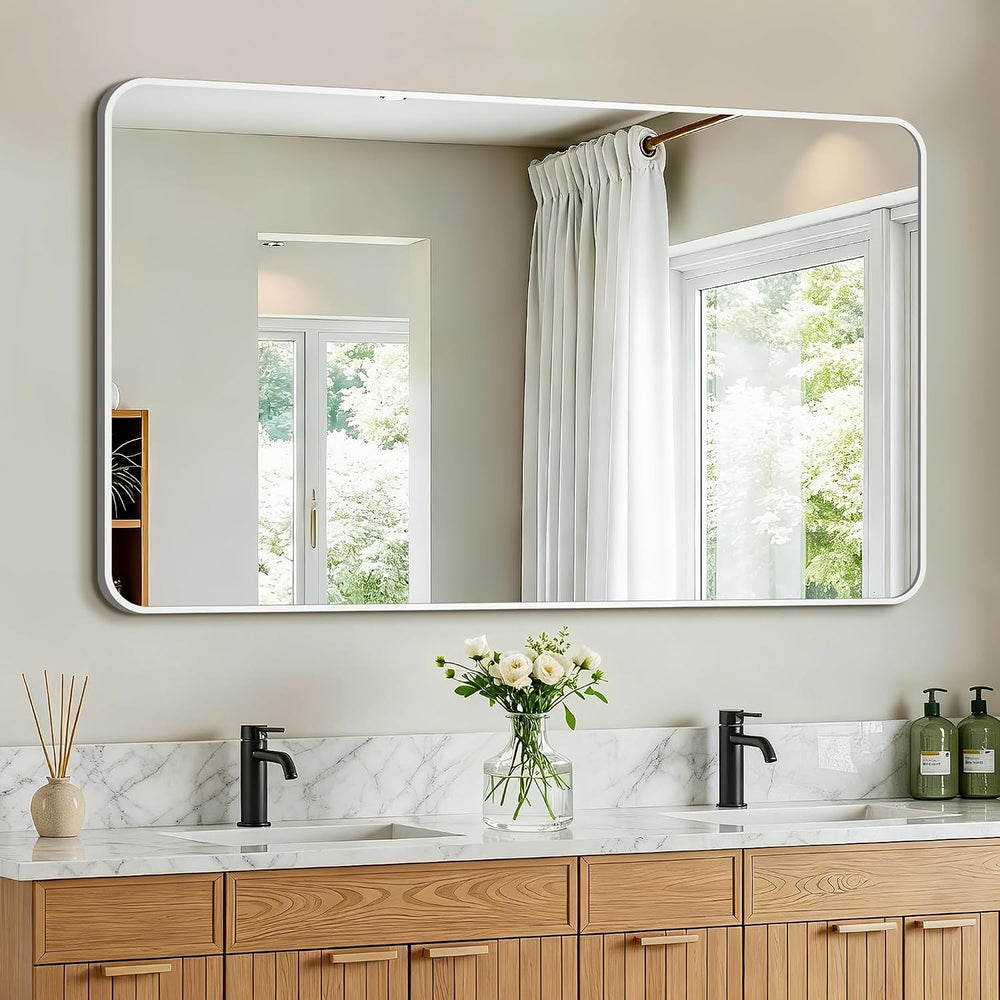 Vanity Bathroom Mirror, 50”x30” Silver Bathroom Mirror for Over Sink