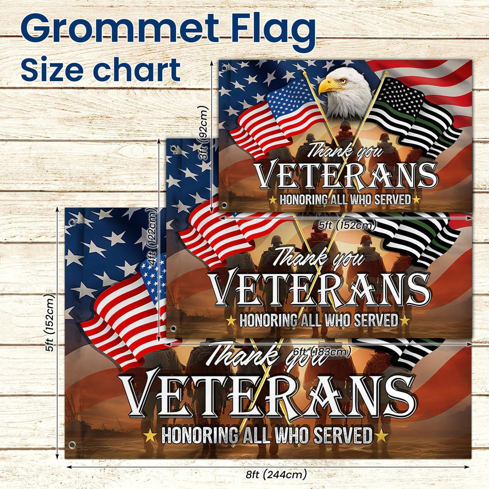 FLAGWIX Thank You Veterans Army Flag, 3 x 5 ft Polyester Grommet Flag