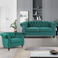 Velvet Sofa Couches Set, 3-Piece Mid Century Modern Upholstered Couch with Cushions, Home Sofa Sectional Furniture Sets, Comfy Tufted Chesterfield Couches for Living Room, Bedroom, Office