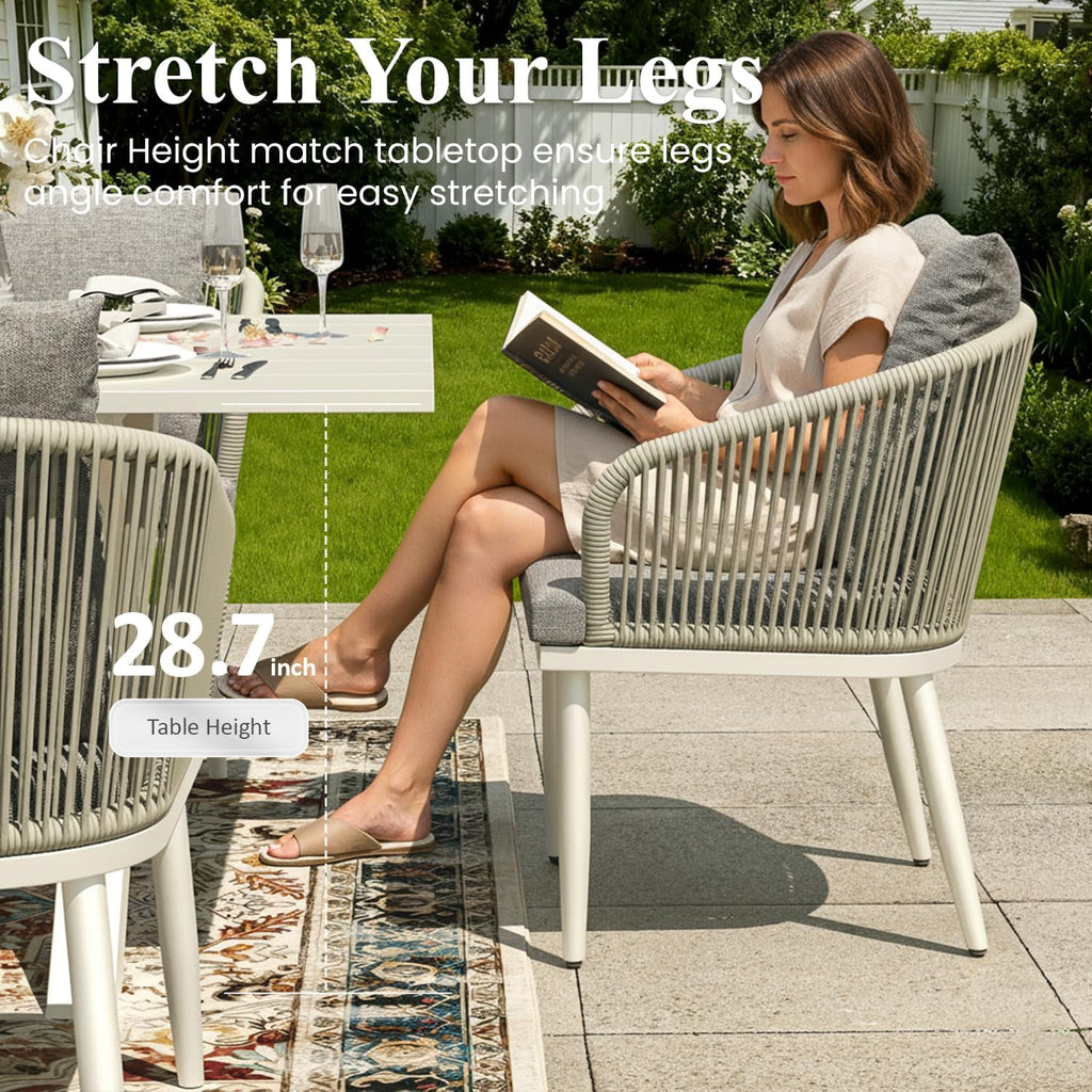 layinsun 5 pieces outdoor patio dining set, aluminium showing dimensions