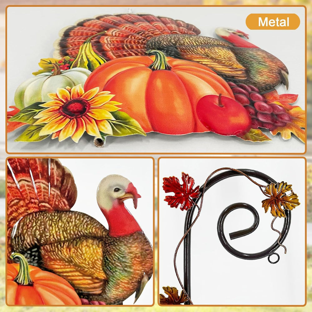 Thanksgiving Turkey Decorations Outdoor,Solar Fall Decorations Garden Stake