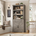 HOSTACK 72" Bookshelf with Storage, Tall Bookcase w/Deep Cabinet, Ash Grey