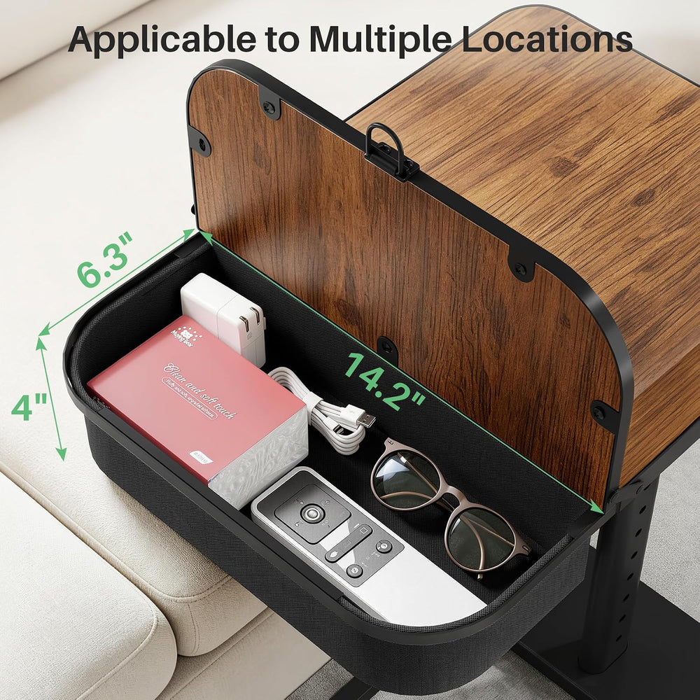 Kitstorack TV Tray Table with Flip-Top Storage, Adjustable Height