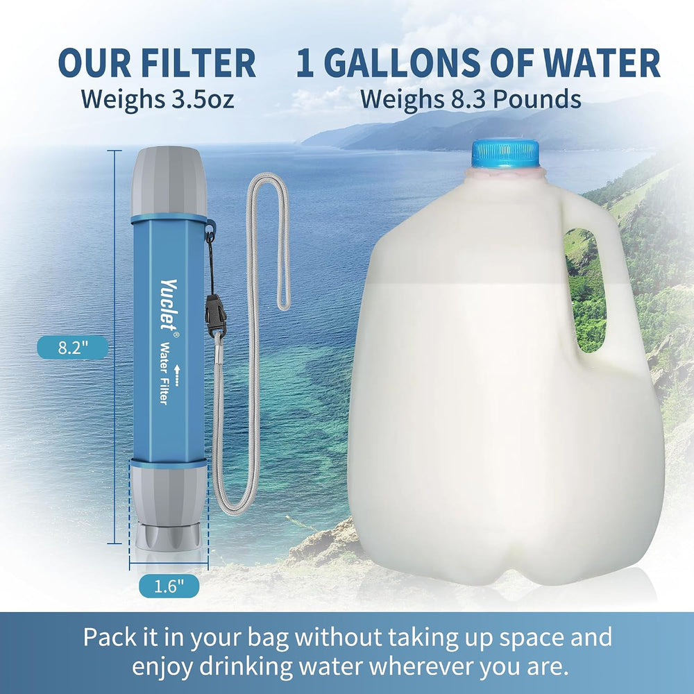 Yuclet Emergency Water Filter Straw for Survival, Camping & Hiking, 2 Pack