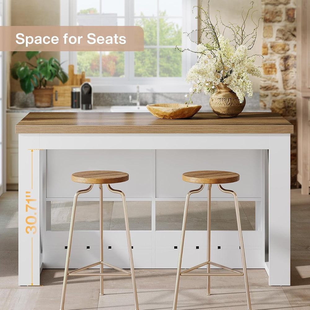 Tribesigns 55" Farmhouse Kitchen Island with 2 Storage Drawers and Shelf