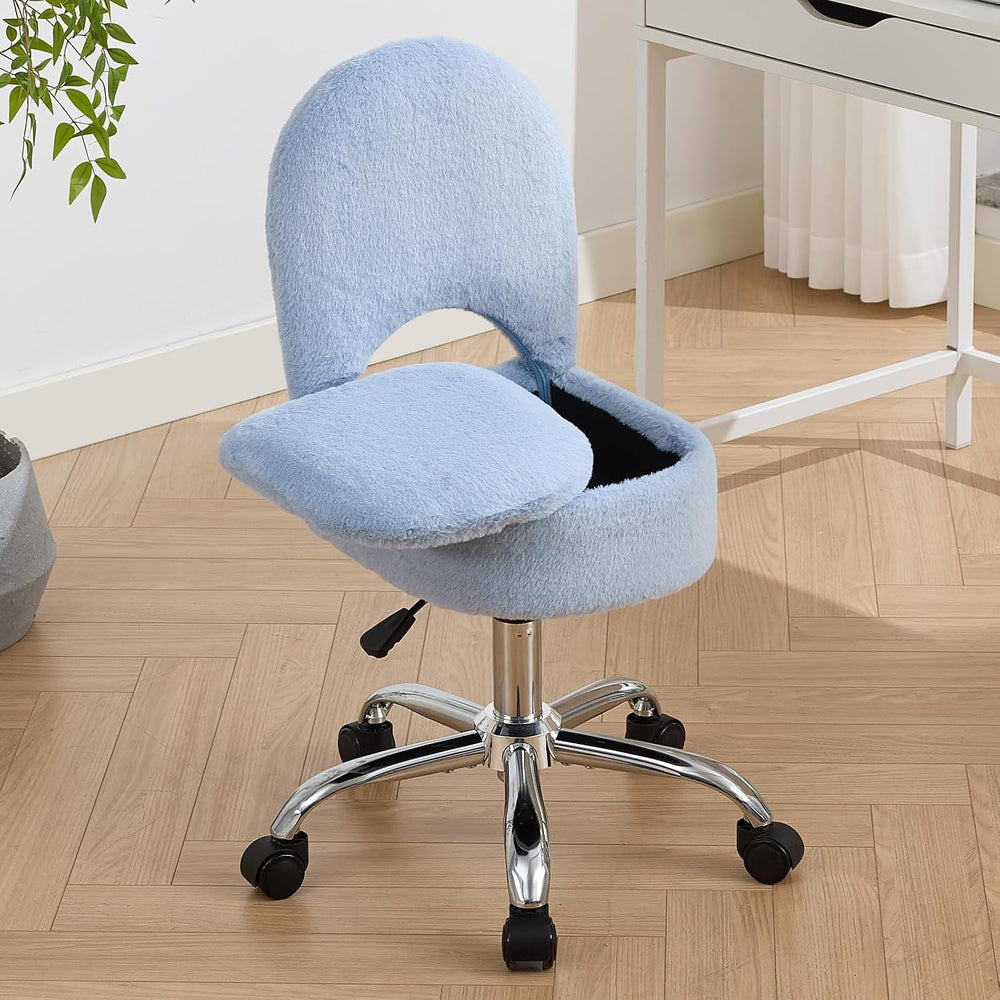 Home Office Chair Fold Swivel Vanity Chair with Storage Back Wheel