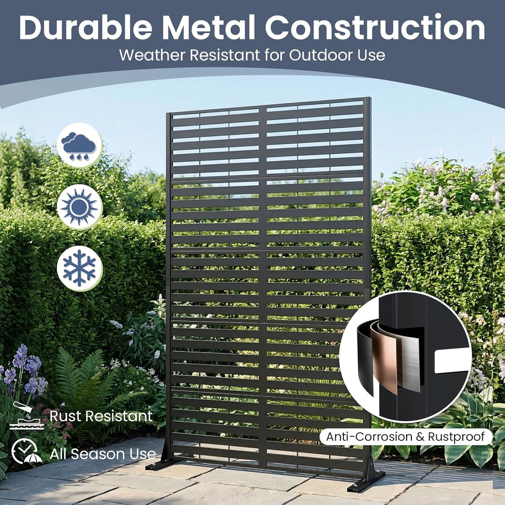 Metal Privacy Screen, 6FT Outdoor Privacy Screen, Freestanding Privacy Screen...