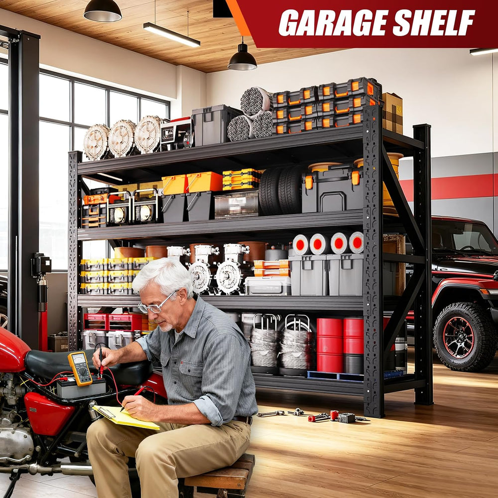 79" W Heavy Duty Storage Shelves, Adjustable Garage Shelving Unit