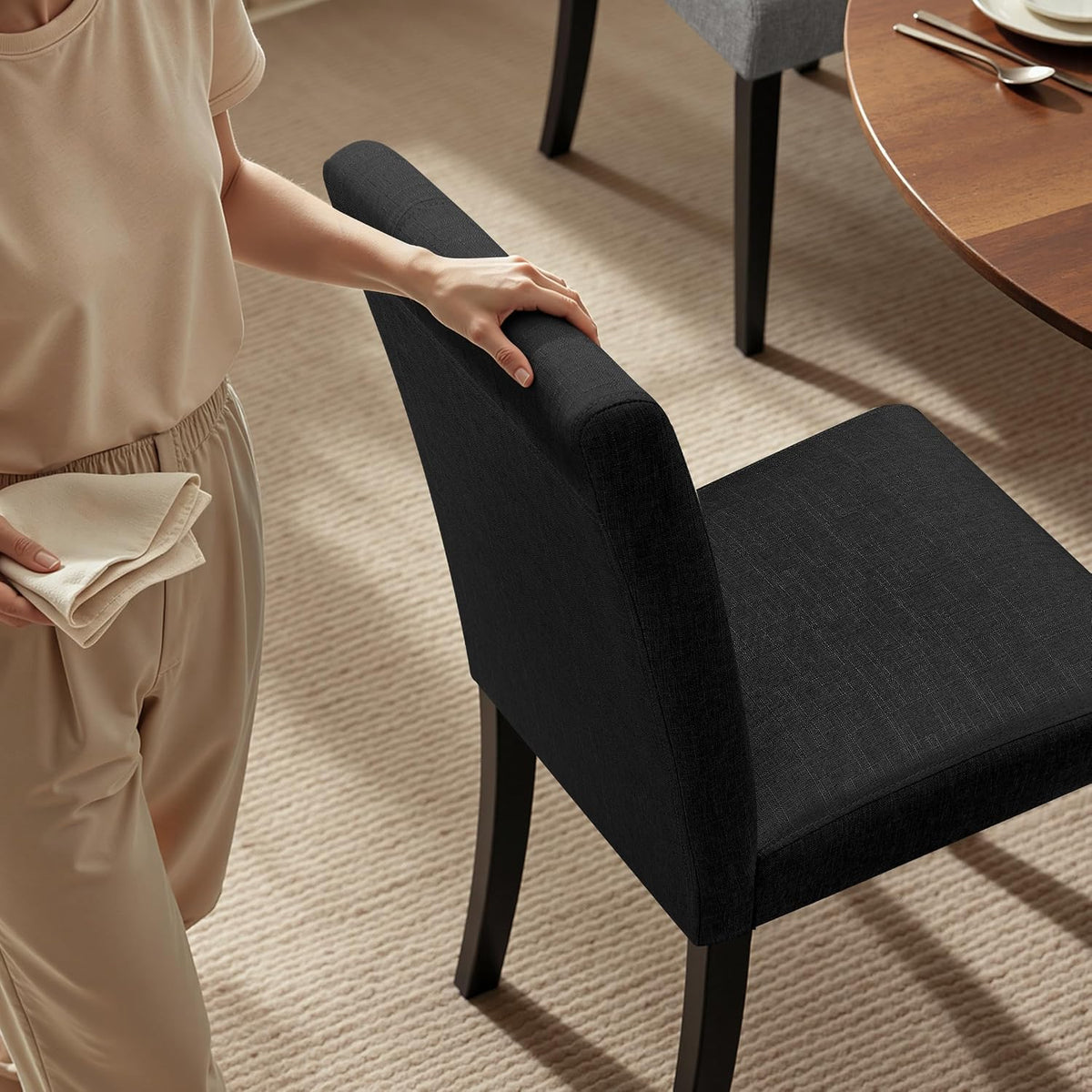 HOMYZOO Dining Chairs Set of 8, Upholstered Dining Room Chairs, Black