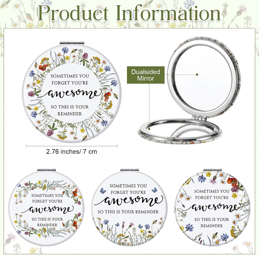 Geetery 24 Sets Mini Compact Mirrors Bulk for Women, Wildflower