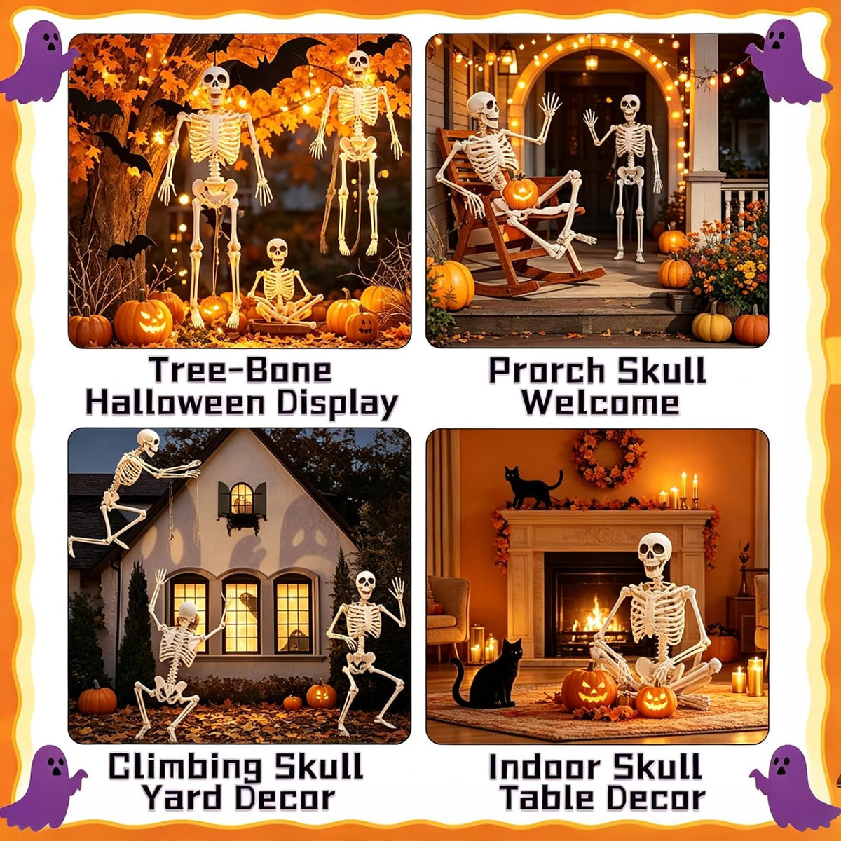 5.4FT/165cm Halloween Life Size Human Skeleton with Full Body Posable Joint
