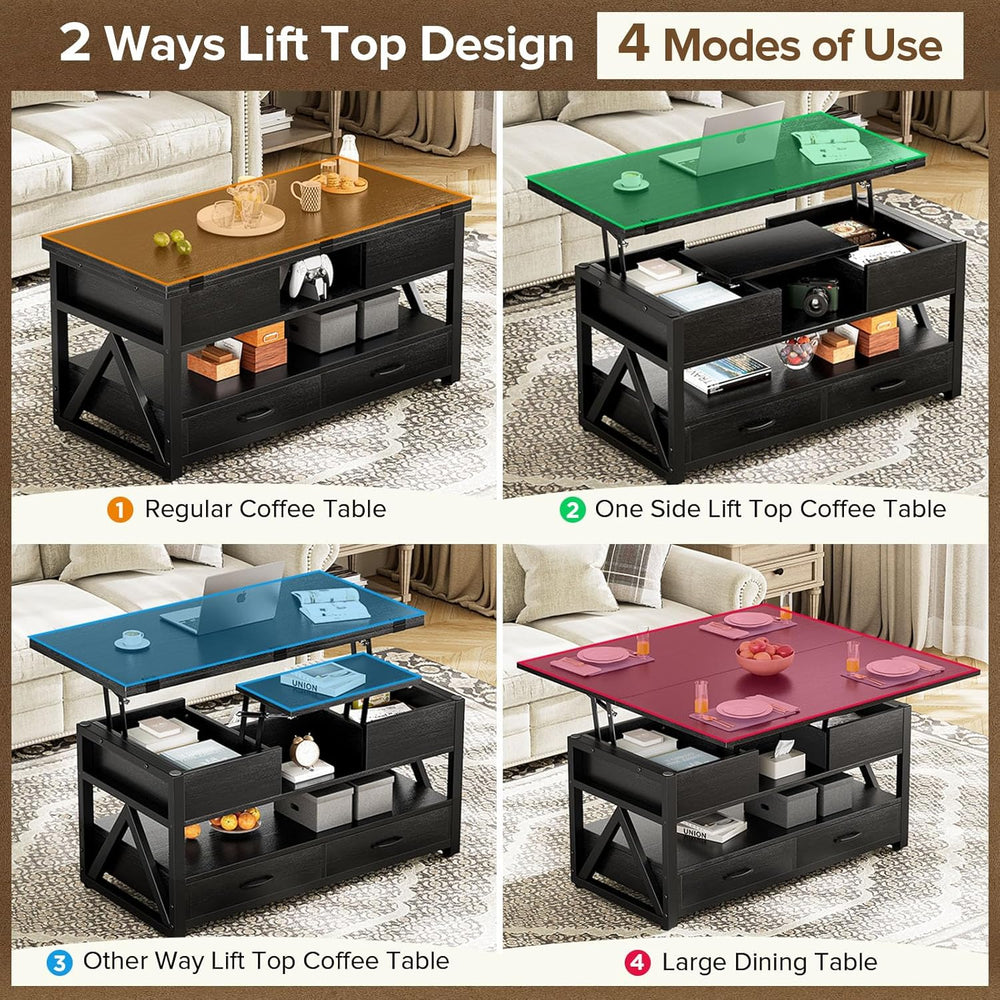 Memobarco 40" Lift Top Coffee Table with Storage,Black