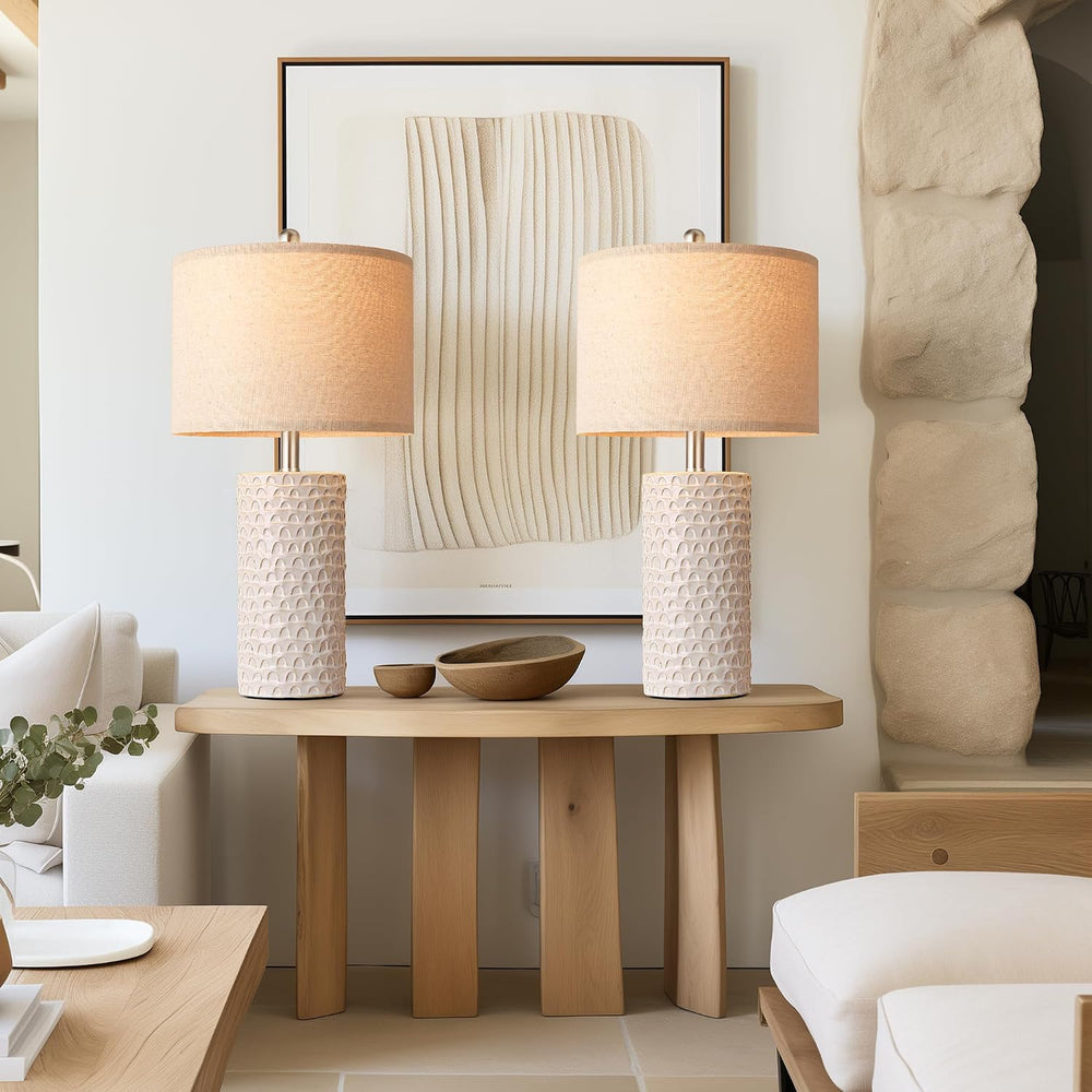 PARTPHONER 23" Modern Ceramic Table Lamp Set of 2, Table Lamps for Livin...