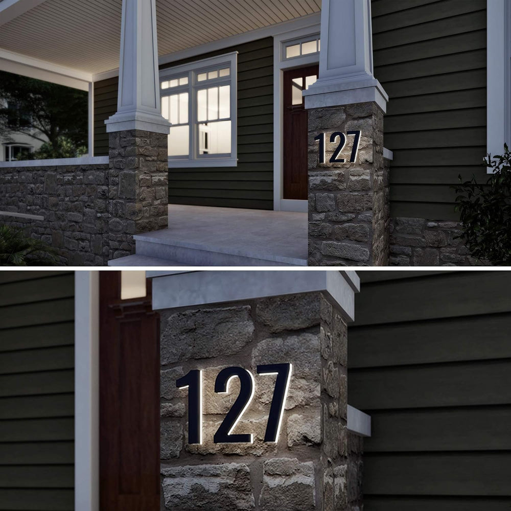 7 Inch Backlit LED House Number, ABS Polymer, 2700K Warm Light (6, Black)