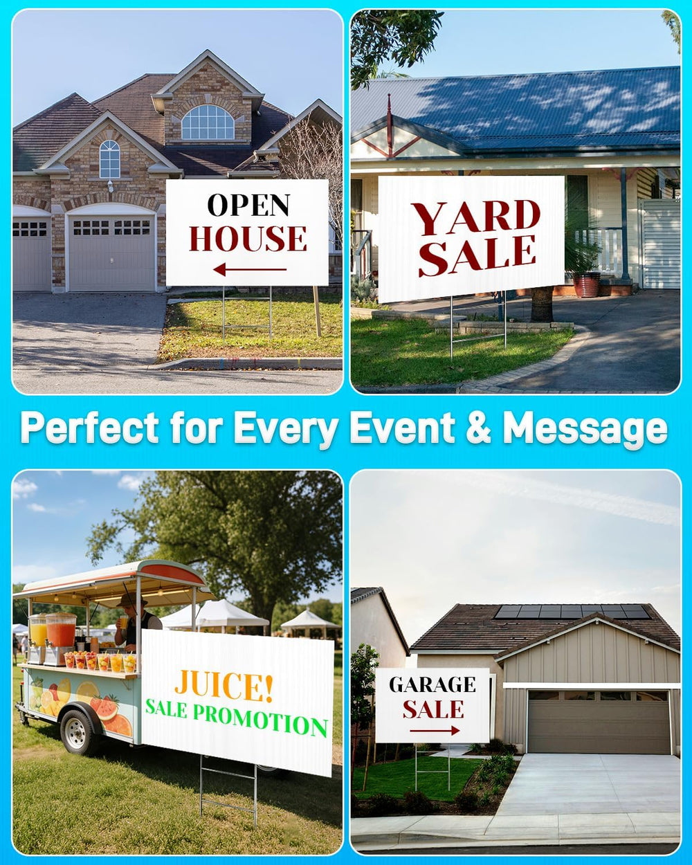 Mulctun 24"x36" 5mm Blank Yard Signs with Stakes,6Pcs Corrugated Pl...