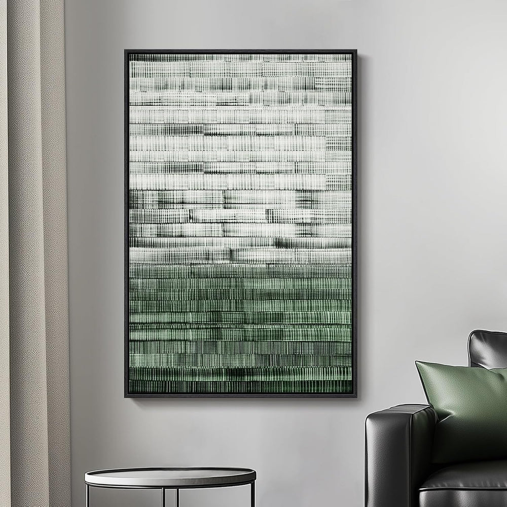 Framed Dark Sage Green Modern Abstract Wall Art, 1 Piece 24x36 In