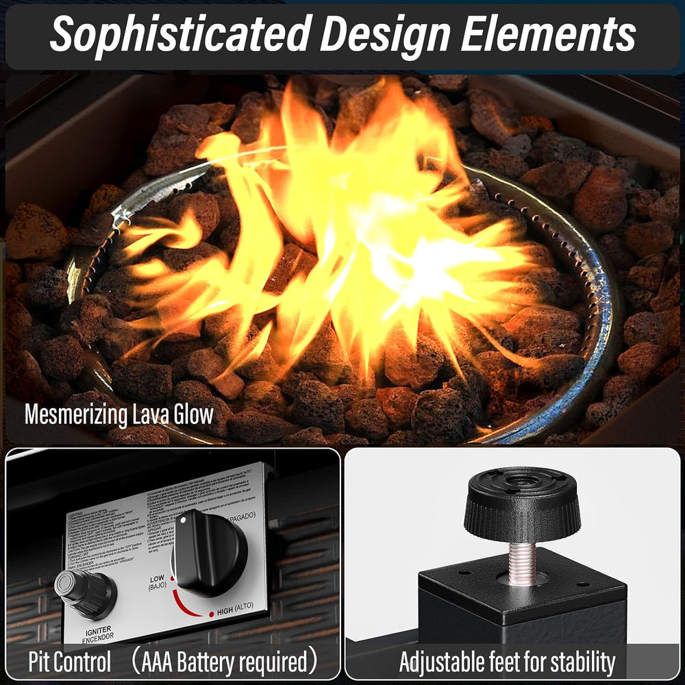 Belord 7 Piece Wicker Patio Furniture Set with 30" Fire Pit Table - Outd...