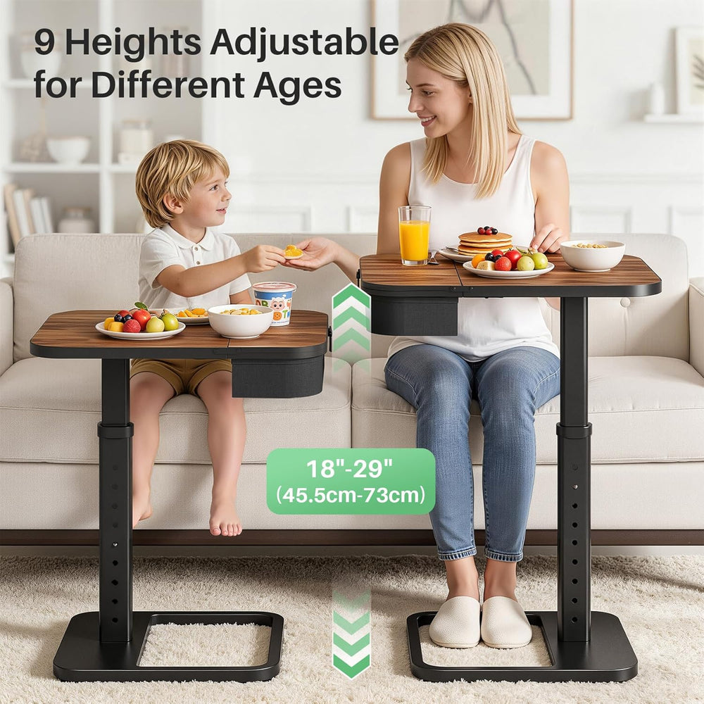 Kitstorack TV Tray Table with Flip-Top Storage, Adjustable Height
