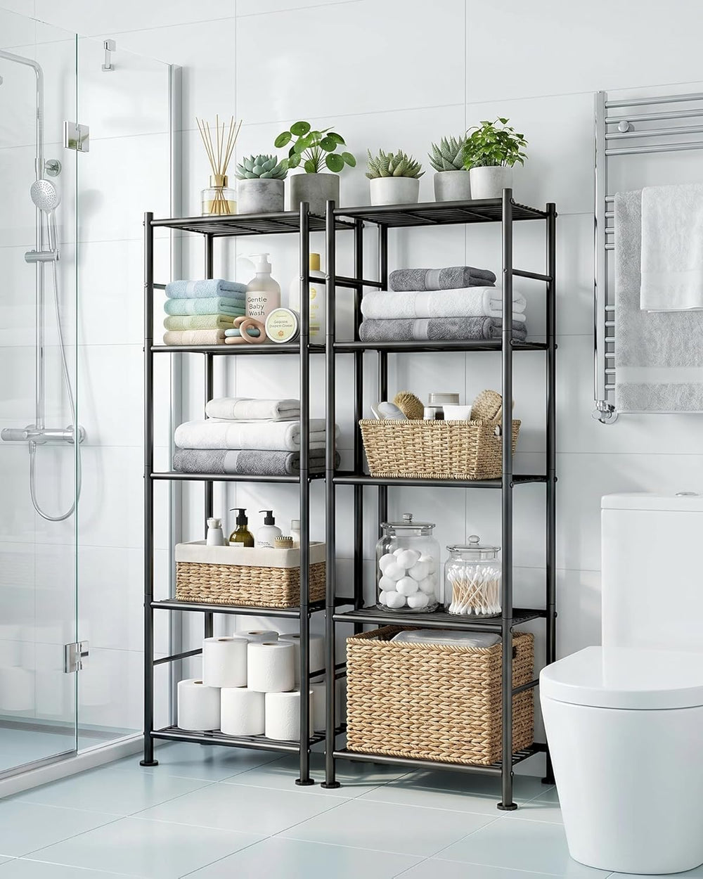 Sakugi 2-Pack 5-Tier Metal Storage Shelves, 18.4"x12.6"x57.4",...