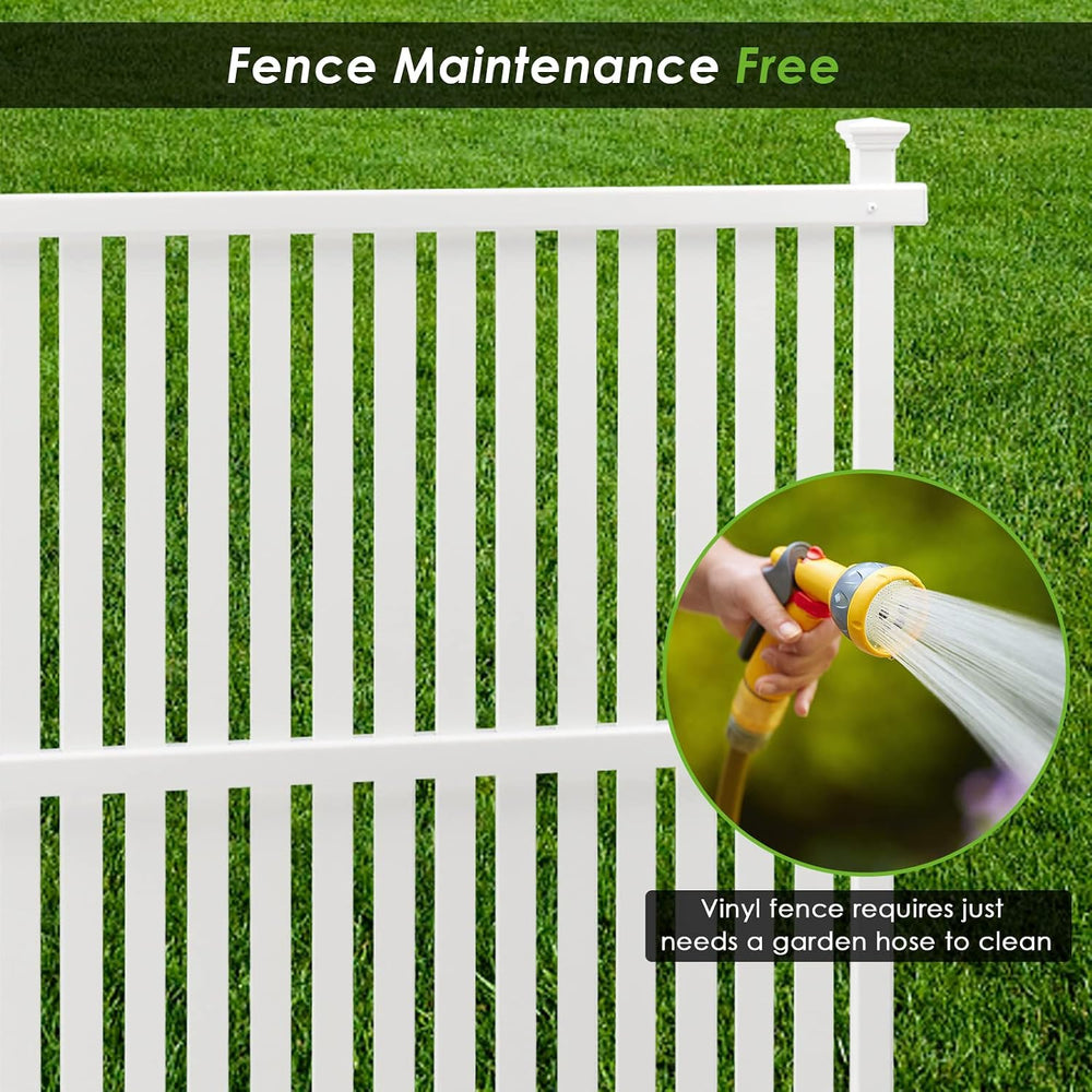 Vinyl Fence Panels 2 Pack Outdoor Picket Privacy Screen Fence, 2PCS White PVC...