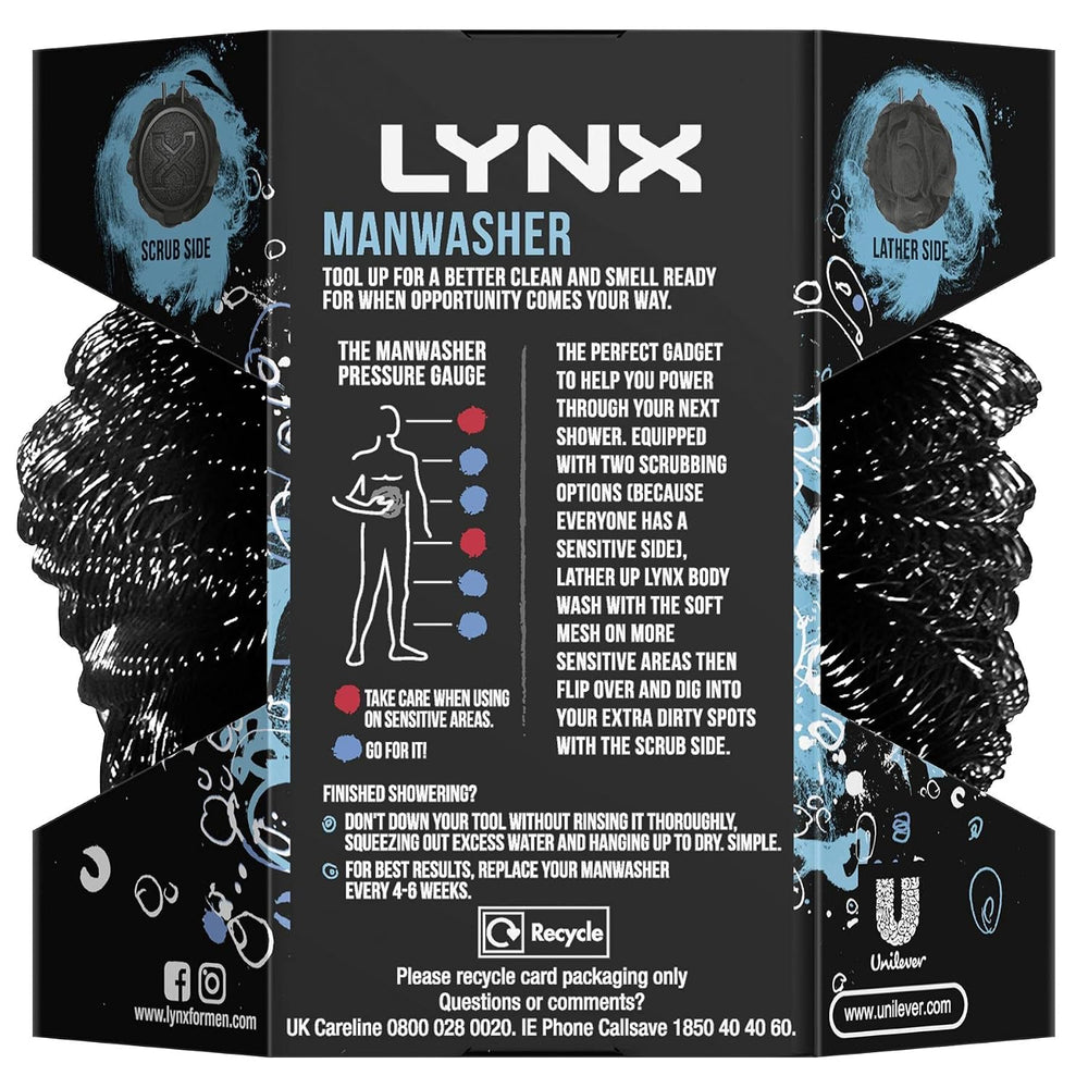 Lynx Manwasher, Shower Sponge, Loofahs Bath Shower Scrub Exfoliating Body Bru...