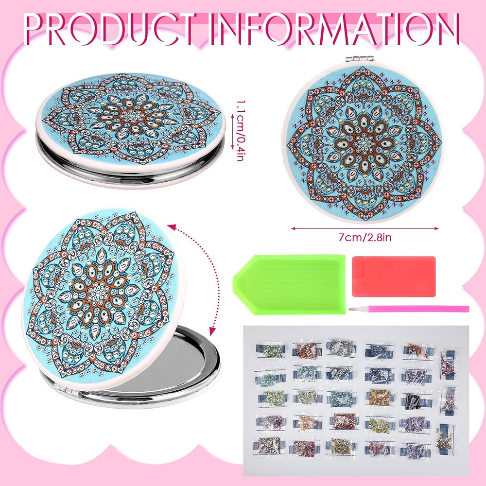 Geetery 12 Pcs Painting Compact Mini Mirror DIY Painting Portable Folding Han...