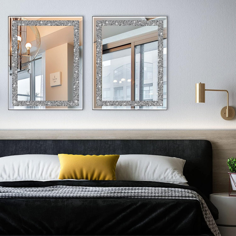Rectangular Crystal Crush Diamond Mirror for Wall Decoration 20x16 Inch