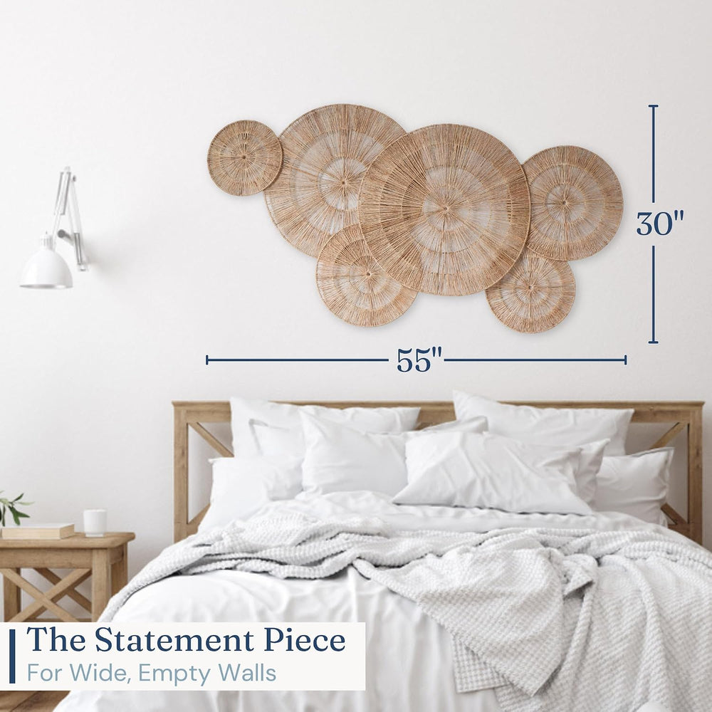 CHI AN HOME Wicker 23 Inch Jute Wall Decor Baskets, Set of 6 Extra Large Wove...