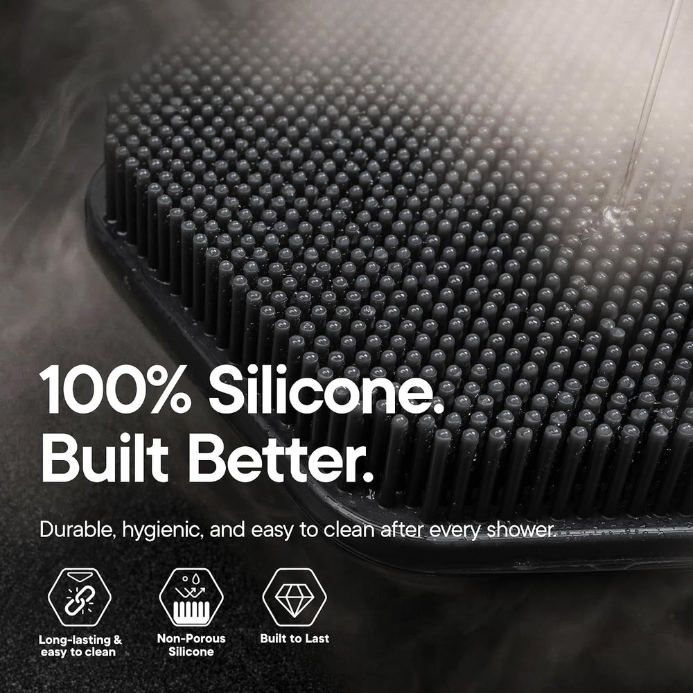 TOOLETRIES Silicone Back Scrubber for Shower with Hook - Charcoal