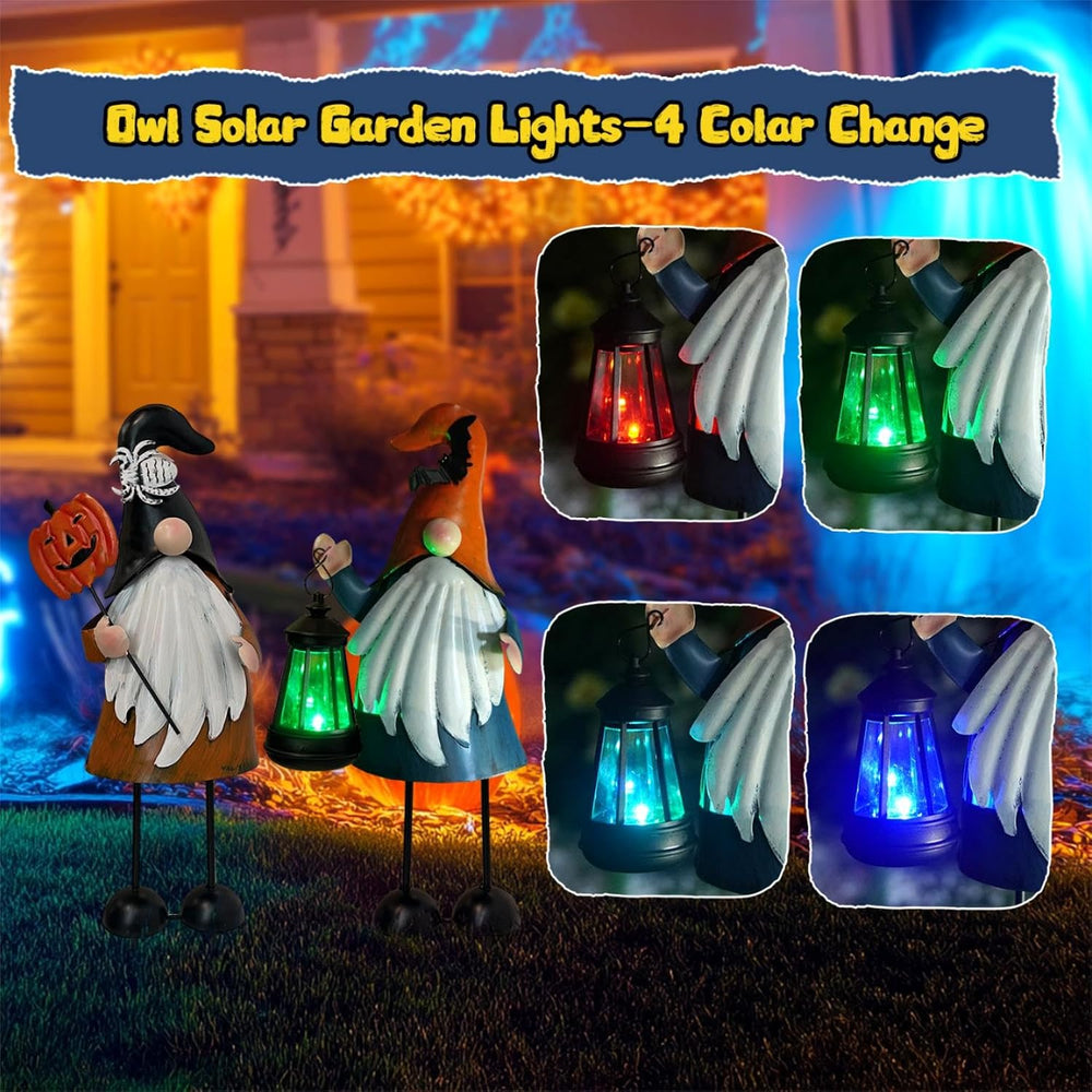 HONGLAND Halloween Decorations Outdoor Solar Gnomes with LED Lantern, Gnomes ...