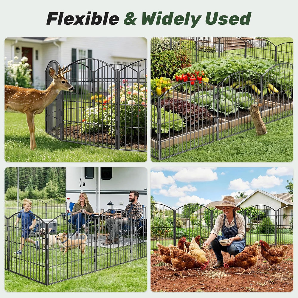 3-Layer Garden Fence with Gate 10 Panel 24in H×20ft L