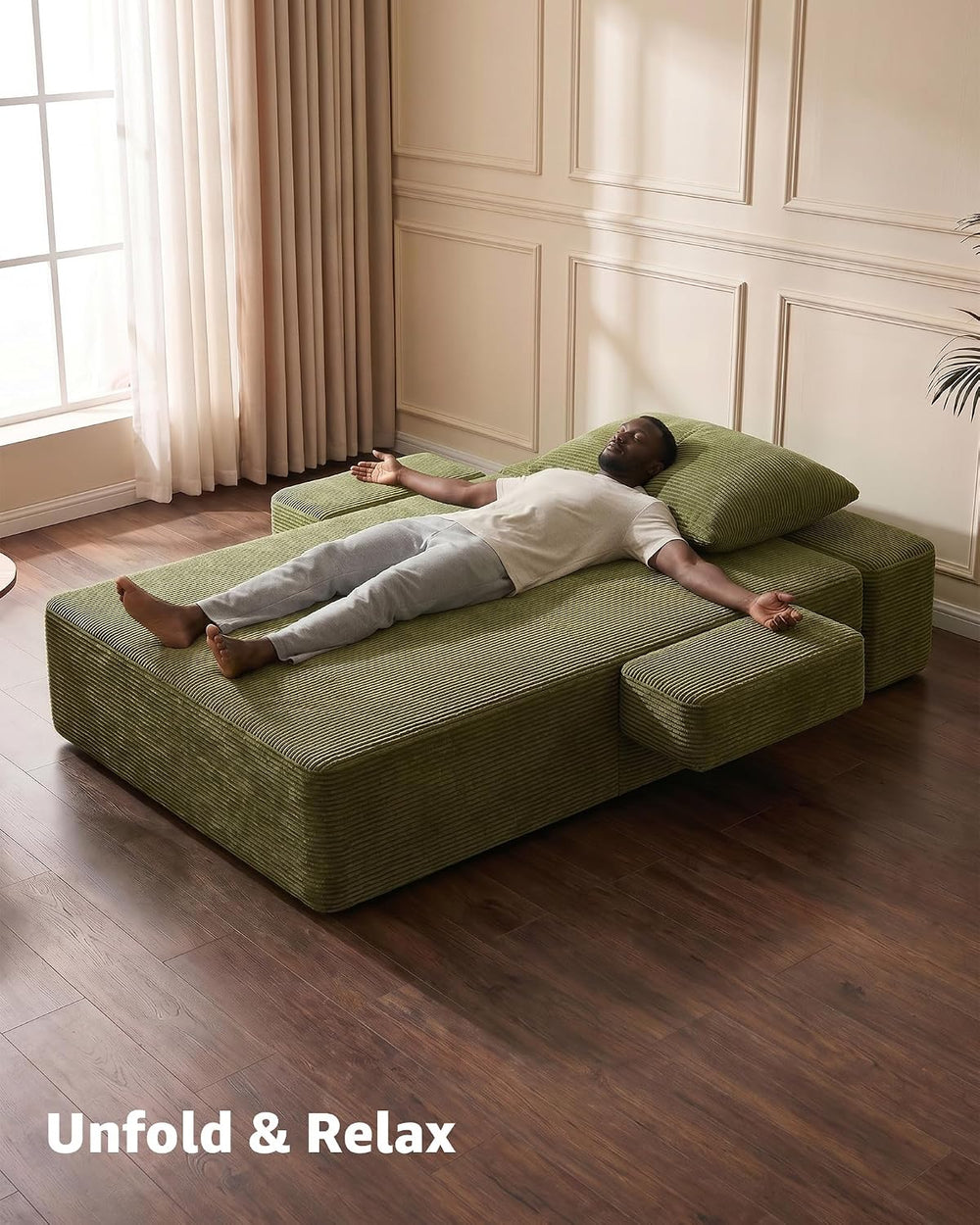 79.5" Oversized Boneless Chaise Lounge, Chaise Lounge Chair Indoor, Green
