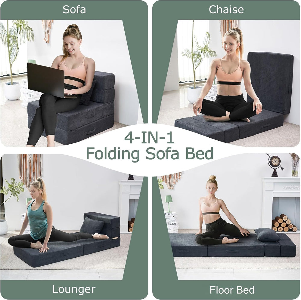 Folding Sofa Bed, Convertible Sleeper Chair Bed, Floor Sofa with Bag