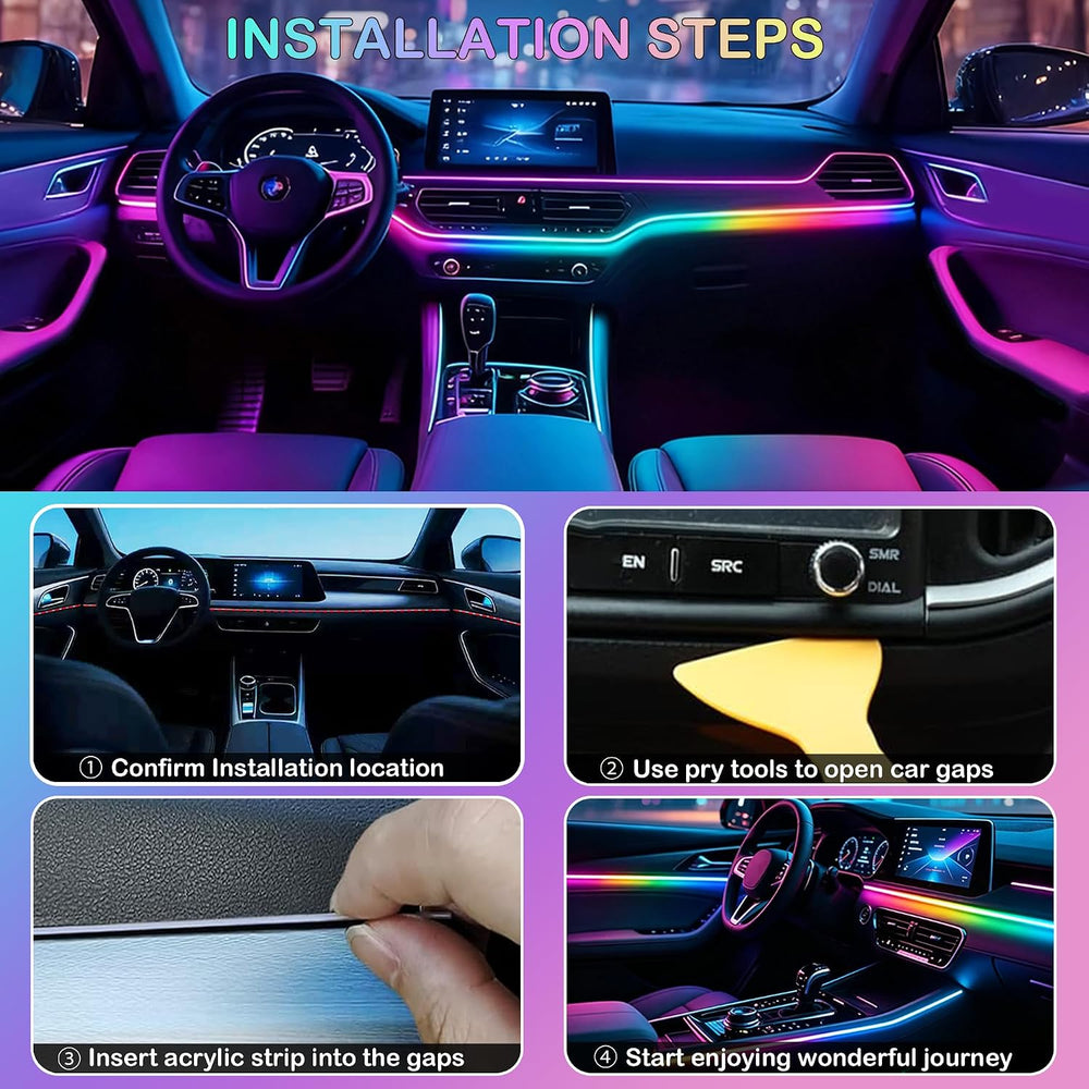 Interior Car LED Strip Lights with Wireless APP, Ambient Lighting Kits with D...