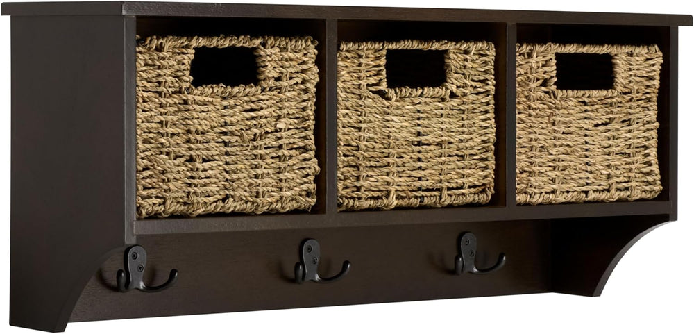 SAFAVIEH Home Collection - Finley Dark Chocolate Brown Wall Mounted 3-Basket ...