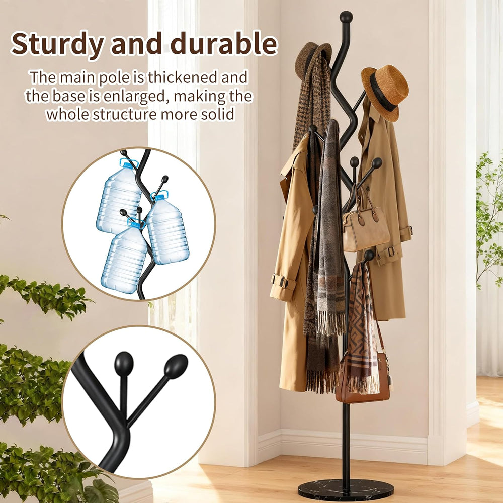 68.9 Inch Tall Modern Coat Rack,Black Freestanding Coat Rack Tree,Heavy-Duty ...