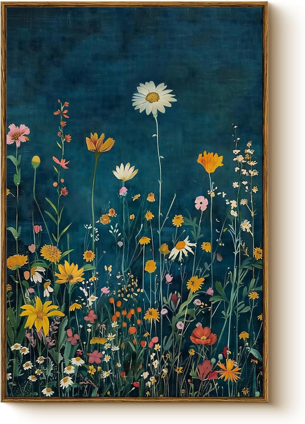WHASAYART Botanical Floral Canvas Print 24x36 Framed Wildflower Wall Art