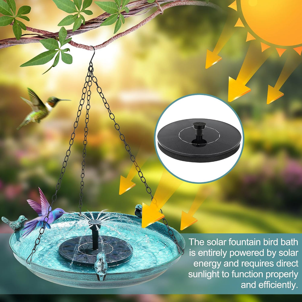 DazSpirit 14.9" Hanging Bird Bath with Solar Fountain for Outdoors