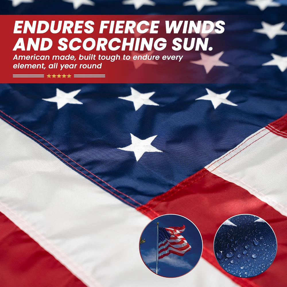 Premium American Flag for Outside 3x5 Made in USA | Outdoor Nylon Flag with E...