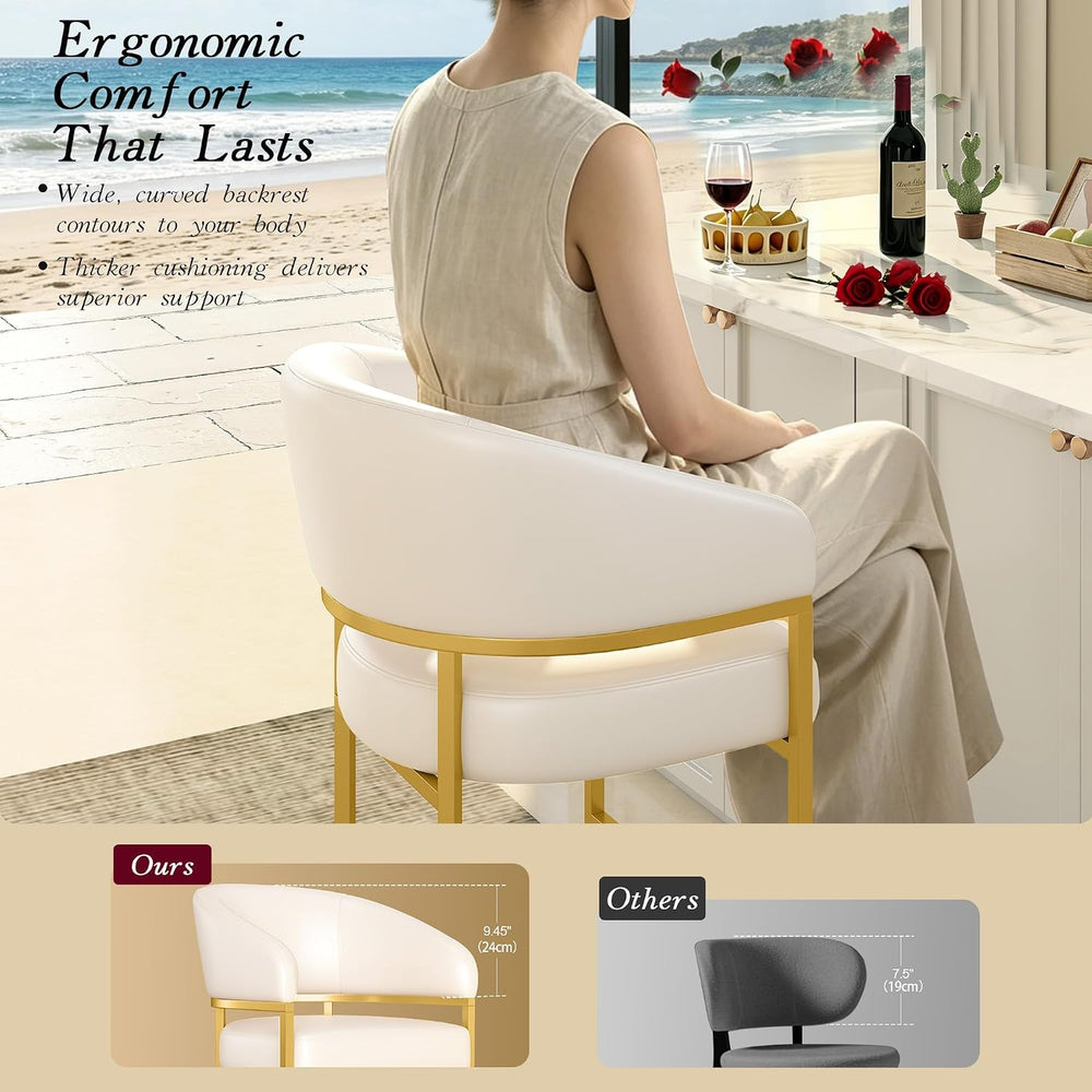 Modern Counter Height Bar Stools,Bar Stools Set of 2,PU Leather Upholstered B...