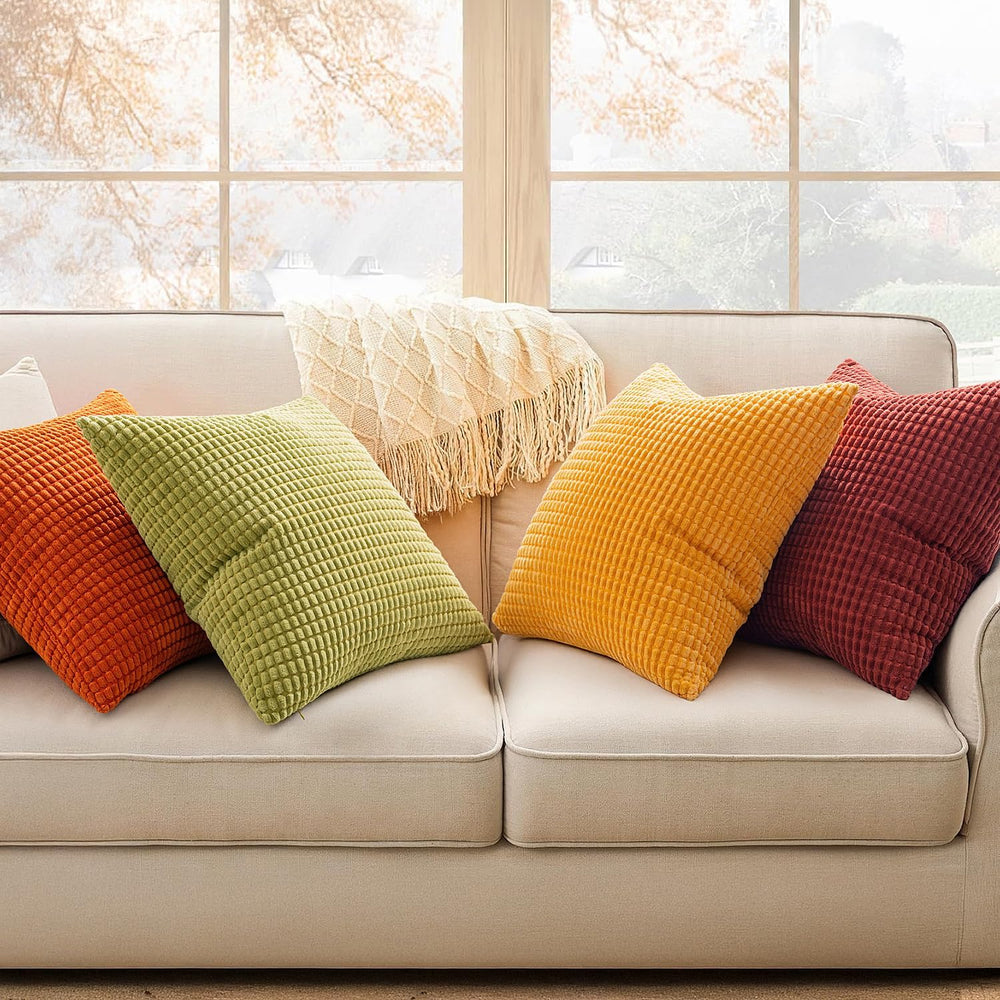MIULEE Fall Decorative Pillow Covers 20x20 Inch Set of 4 Yellow Orange