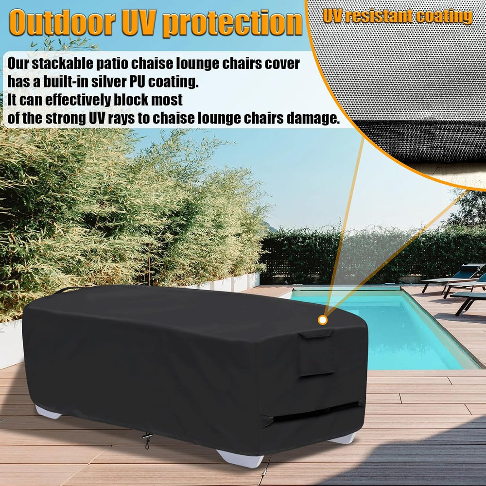 Outdoor Lounge Chair Covers for 4-6 Stackable Patio Chaise Lounge Chairs